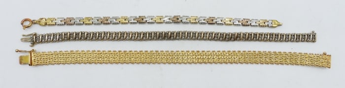 (3) GOLD TONE 925 FASHION BRACELETS