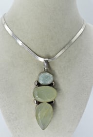 LARGE CHALCEDONY STERLING NECKLACE