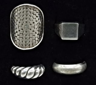 (4) STERLING FASHION RINGS / BANDS