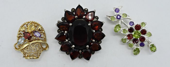 GARNET, PERIDOT, AMETHYST 925 PINS