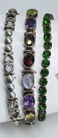 (3) STERLING VTG BRACELETS - GEMSTONES