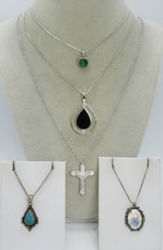 (5) VTG STERLING FASHION NECKLACES