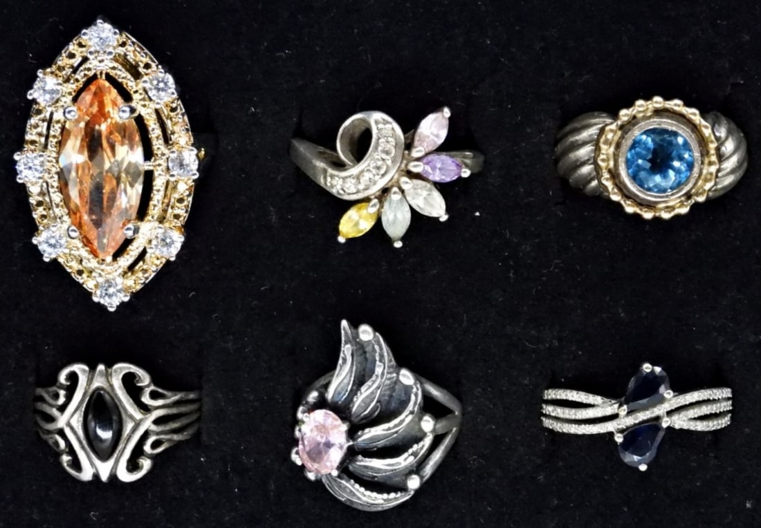 (6) GEMSTONE FASHION RINGS - LADIES 925 (1 of 1)
