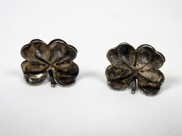 2 STERLING CARTIER 4 LEAF CLOVERS