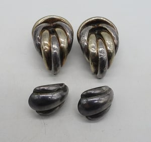 (2) LARGE PAIR OF 925 PIERCED EARRINGS