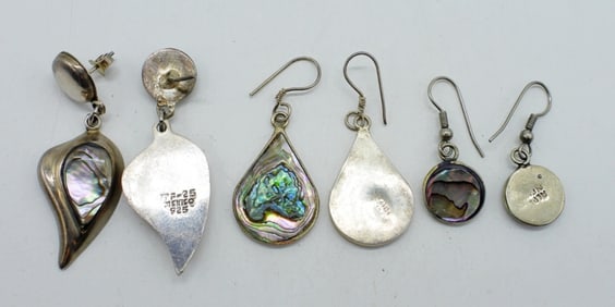 STERLING TAXCO, ALPACA ABALONE EARRINGS