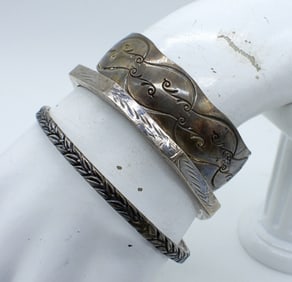 (3) STERLING DETAILED BRACELETS