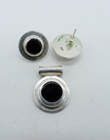 VTG BLACK ONYX STERLING SET
