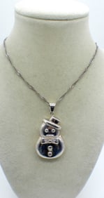 VTG STERLING SNOWMAN NECKLACE