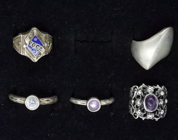 (5) STERLING LADIES RINGS
