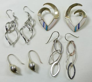 (4) PAIR STERLING PIERCED EARRINGS