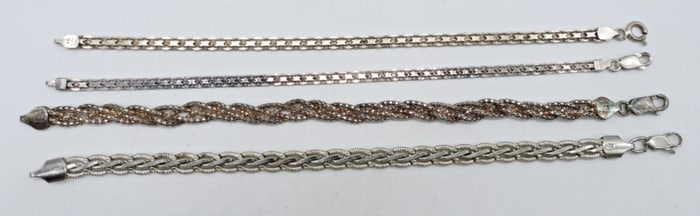 (4) STERLING CHAIN BRACELETS