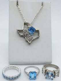 BLUE TOPAZ RING SETS / NECKLACE 925