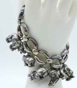 PUFFY 925 ZOO CHARM BRACELET VTG