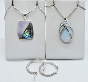 ABALONE, CZ, OPALITE NECKLACES + 925