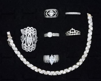(7) BRIDAL STYLE 925 RINGS & BRACELET