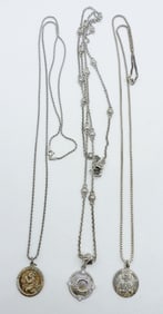 (3) MEDALLION STYLE NECKLACES 925