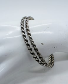 (2) STERLING ROPE BANGLE BRACELETS