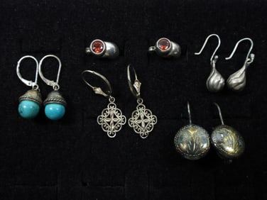 5 STERLING PIERCED EARRINGS
