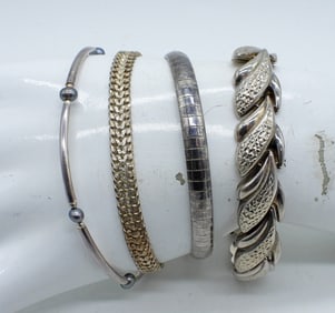 (4) STERLING FASHION BRACELETS
