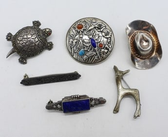 VTG STERLING PINS W/ GEMSTONES