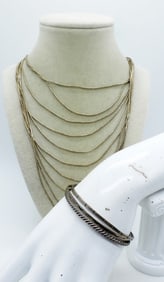 LIQUID STERLING NECKLACE & THIN BRACELETS