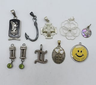 (10) STERLING PENDANTS / CHARMS