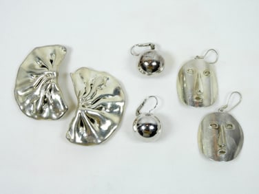 3 STERLING VARIETY EARING SETS