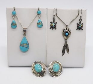 TURQUOISE, OPAL, ZUNI STERLING PIECES