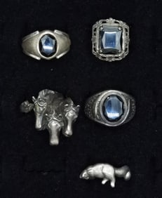 (5) VTG 925 HEMATITE, HORSE, CAT RINGS
