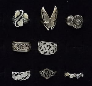 (8) STERLING FASHION RINGS - LADIES