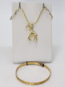 STERLING GOLD TONE GIRAFFE NECKLACE +