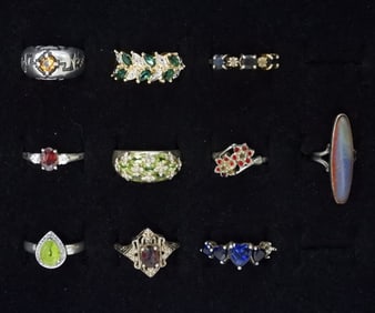 (10) STERLING GEMSTONE FASHION RINGS