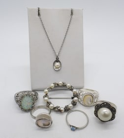 OPAL, PEARL, MOTHER OF PEARL 925 RINGS