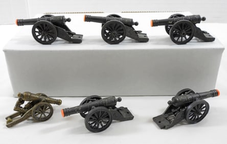 (6) MINI VINTAGE TOY WAR CANNONS
