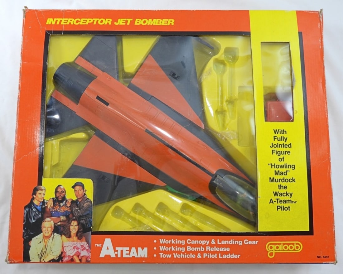 A-TEAM INTERCEPTOR JET BOMBER (BOXED): A-TEAM INTERCEPTOR JET BOMBER (BOXED) INC MURDOCK FIGURE RARE VINTAGE GALOOB