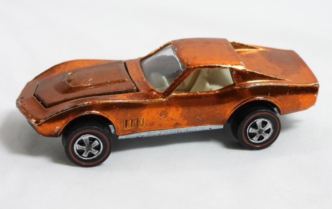 1968 HOTWHEELS CUSTOM CORVETTE REDLINE: 1968 HOTWHEELS ORANGE CUSTOM CORVETTE REDLINE USA MADE