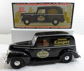 COOPER TIRES 1940 SEDAN DELIVERY LOCKING COIN BANK