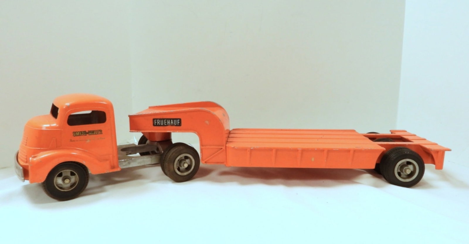 SMITH MILLER GMC FRUEHAUF LOW BOY: SEMI-TRUCK & TRAILER - GOOD CONDITION