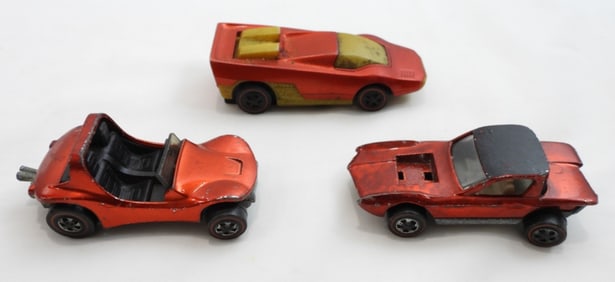 (3) VARIETY REDLINE HOTWHEELS CARS