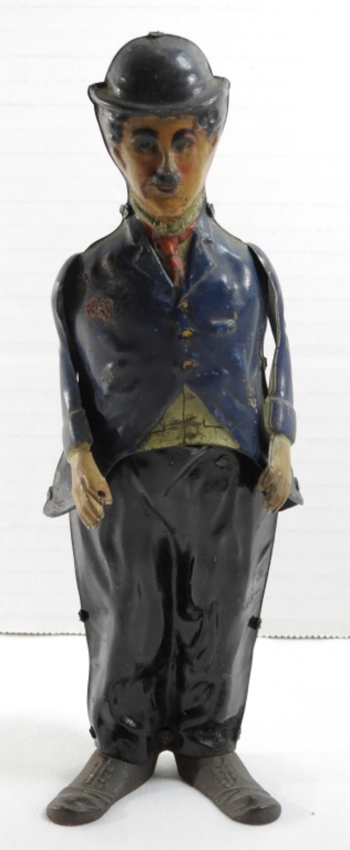 1915 CHARLIE CHAPLIN WIND-UP TIN TOY: DOES NOT WORK, MADE BY GUNTHERMANN , KEY IS BUILT IN - MISSING CANE - NICE ANTIQUE TOY
