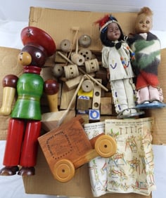 ANTIQUE WOOD TOY LOT & MORE