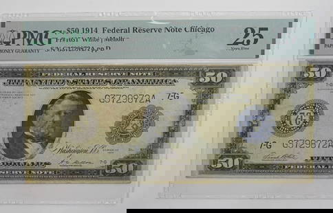 $50 1914 FEDERAL RESERVE NOTE PMG 25: CHICAGO