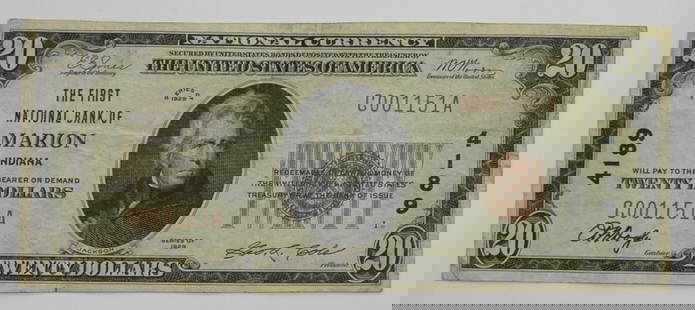 $20 NATIONAL CURRENCY MARION, INDIANA: 1929 NATIONAL CURRENCY NOTE