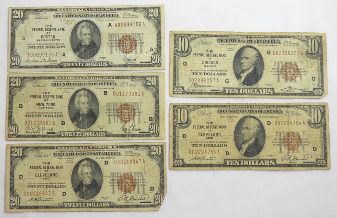 (5) NATIONAL CURRENCY 1929 NOTES (1 of 2)