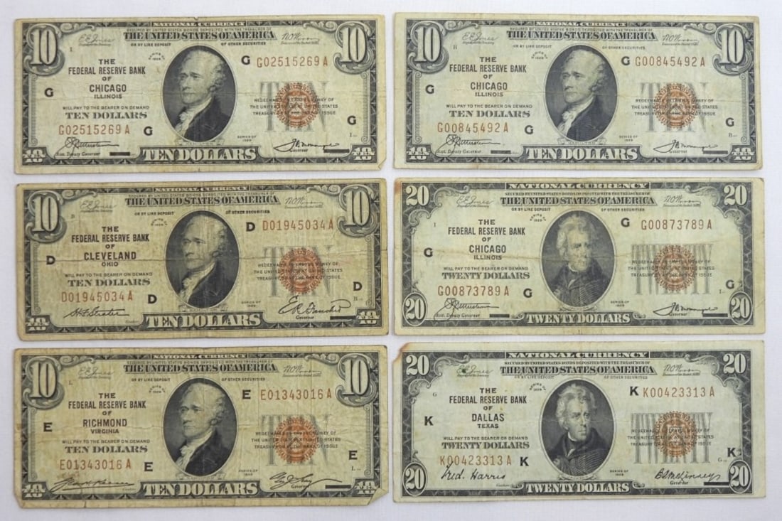 (6) NATIONAL CURRENCY 1929 NOTES (1 of 2)