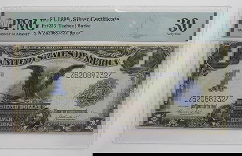 1899 $1 "BLACK EAGLE" SILVER CERT PMG 30: NICE GRADED NOTE