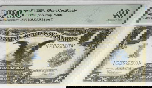 1899 $1 BLACK EAGLE SILVER CERT PMG 40: EXTREMELY FINE
