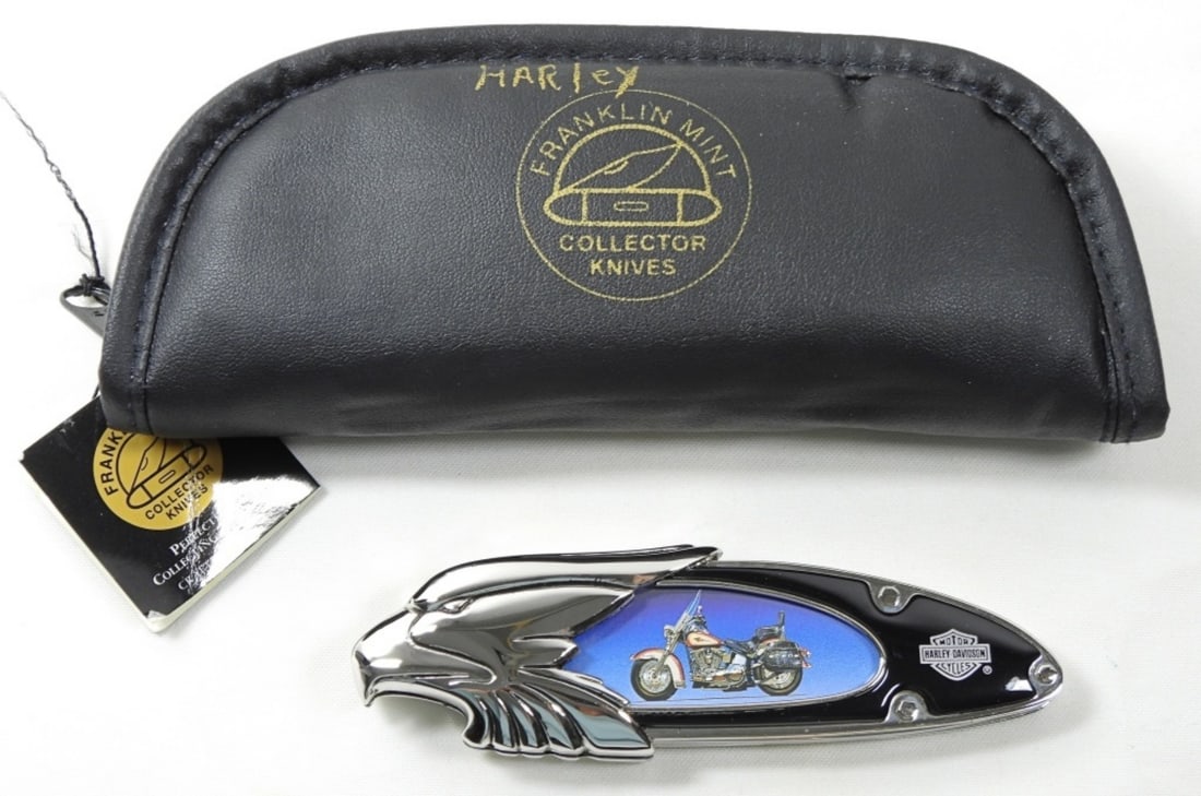 VINTAGE PAINTED ENGRAVED "HARLEY" KNIFE: VINTAGE PAINTED ENGRAVED GIFT KNIFE HARLEY STYLE
