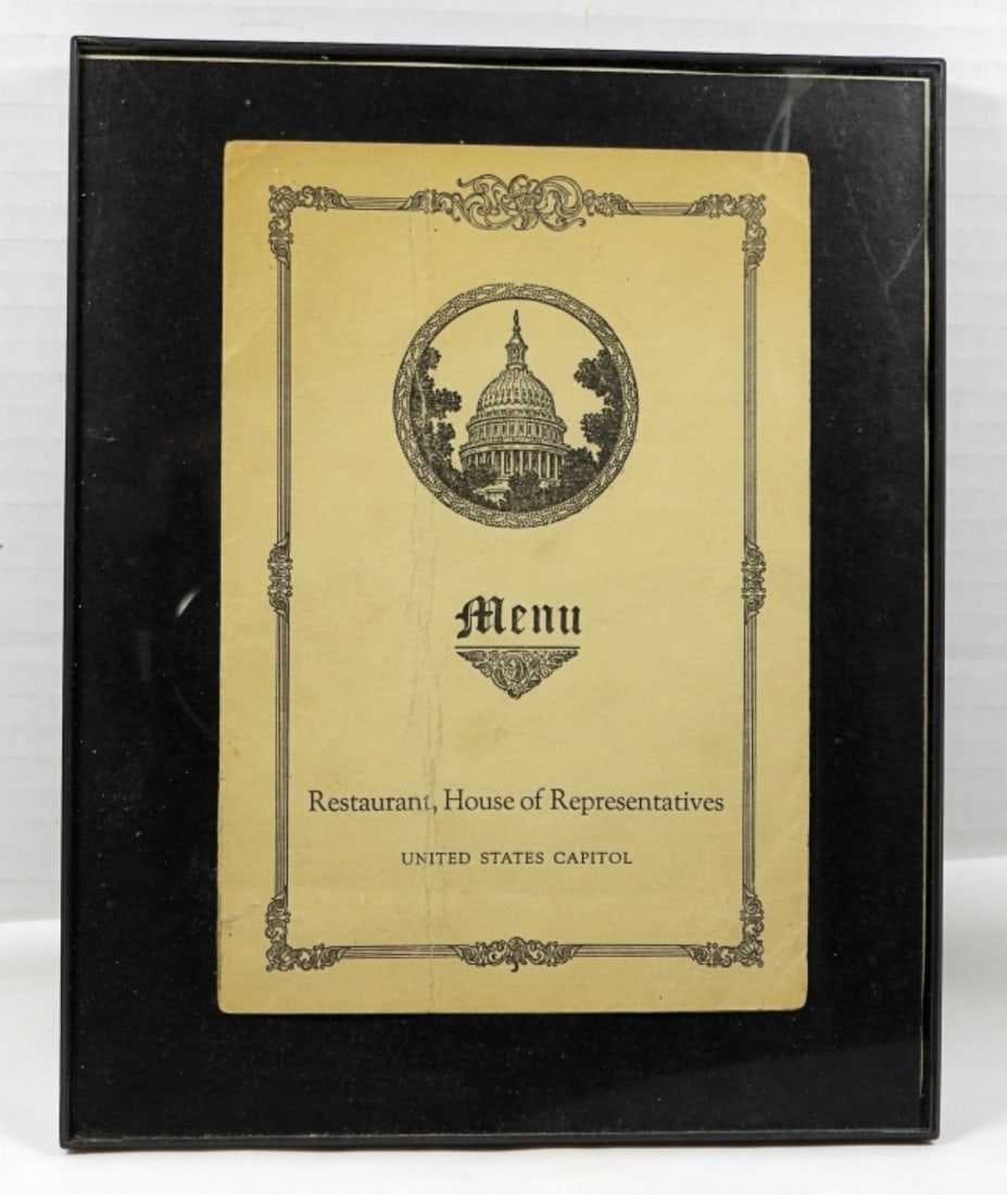 HOUSE OF REPRESENTATIVES RESTRAUNT DIPLAYED MENU: HOUSE OF REPRESENTATIVES RESTRAUNT DIPLAYED MENU IN FRAME